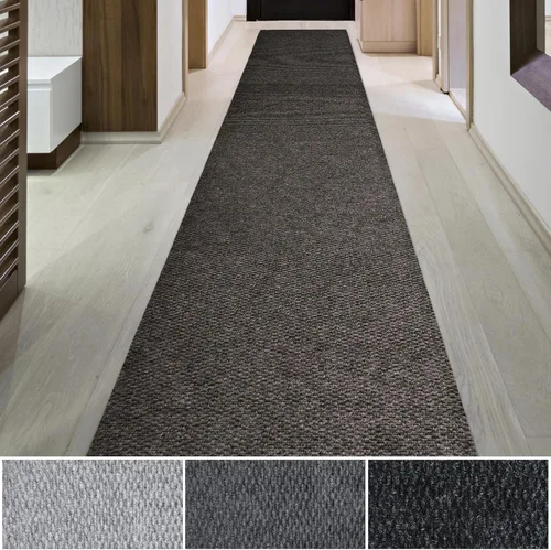 iCustomRug Alfombra de pasillo – 3x18 pies marrón, para interior/exterior, con respaldo de goma antideslizante, alfombra de bajo perfil para todo