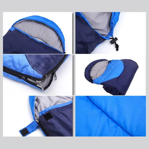 Miniatura 5 de Saco de dormir ligero para adultos y niños, cálido y transpirable, saco de dormir para mochileros al aire libre, longitud total 86.6 in/86.5 Azul