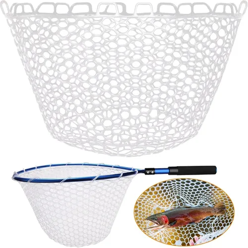 Miniatura 8 de Dovesun Red de Pesca de Goma, Red de Reemplazo Sin Mango, Redes de Pesca Transparentes Negras para Pesca de Mosca, Bolsa de Red de Aterrizaje