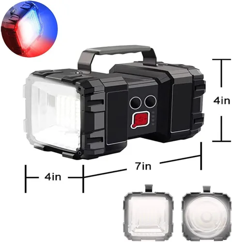 Miniatura 9 de SUYOOULIN Linterna recargable, linterna LED de 10000 mAh, 12000 lúmenes, 20 h, espera ultra larga, 3+4 modos de luces, linterna de campamento