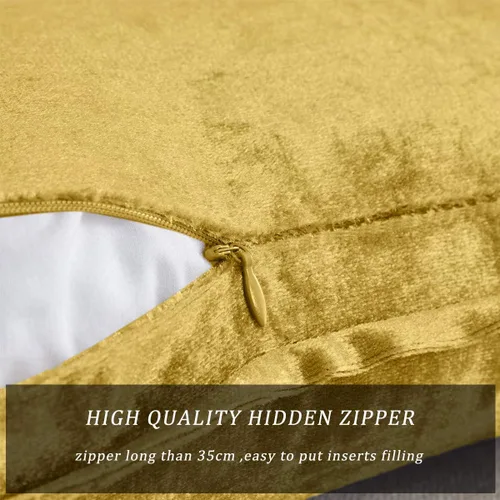 Miniatura 3 de GIGIZAZA Fundas de Almohadas Decorativas de Terciopelo Dorado Lumbar 12x20 Oblongas para Sofá y Sillón Paquete de 2