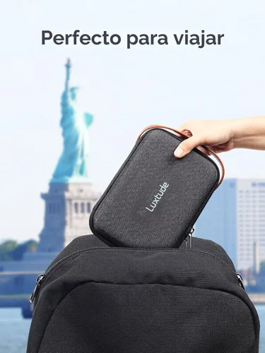 Miniatura 9 de Luxtude Tech - Funda organizadora de viaje, organizador de electrónica portátil, funda rígida con cremallera para cables de carga, cargadores