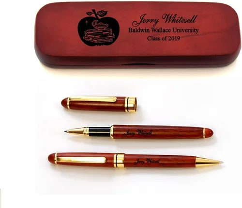 Miniatura 7 de Juego de bolígrafos de graduación de madera de arce macizo personalizado para médico MP-Médico-GD