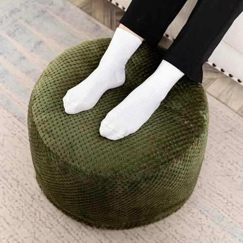 Miniatura 11 de Asuprui Puf Otomano Redondo Sin Relleno Puf Otomano Sin Relleno Reposapiés de Piel Sintética Suave 20x20x12 Pulgadas Silla Mullida Puf de Suelo