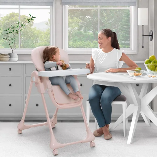Miniatura 2 de Little Folks by Delta Children - Silla alta SlimFold 2 en 1 para bebés y niños pequeños, color rosa