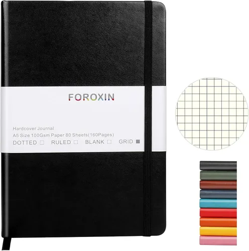 Miniatura 8 de Cuaderno de diario en blanco, negro, 160 páginas, tamaño mediano de 8.3 x 5.7 pulgadas, papel grueso de 3.53 oz/m², tapa dura