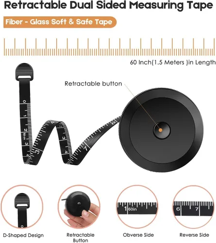Miniatura 2 de iBayam Paquete de 2 cintas métricas de cinta métrica para coser tela corporal, tela a medida, vinilo para hacer manualidades en casa, reglas