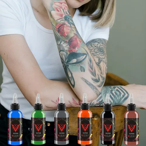 Miniatura 4 de Kit de tinta de tatuaje de 14 colores de 1.0 fl oz con pintura Microblade y tinta UV, juego de tinta dinámica para equipo de tatuaje y pistola