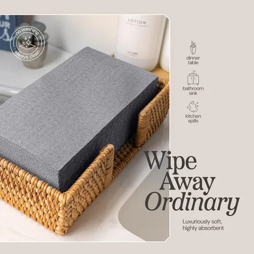 Miniatura 6 de Servilletas de papel desechables tipo tela, paquete de 50 servilletas de cena negras de 12 x 17 pulgadas con tacto de lino para bodas, fiestas