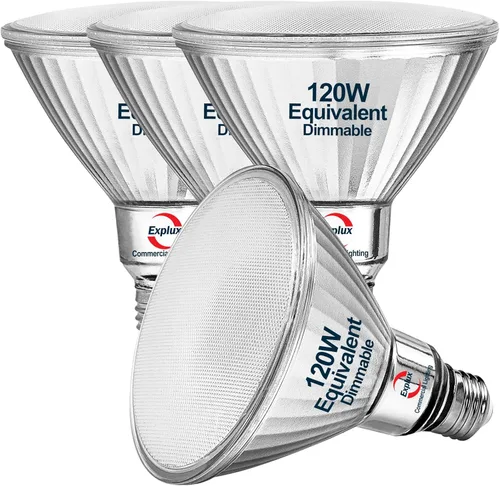 Explux PAR38 LED de grado comercial, equivalente a 120 W, 1350 lúmenes, 40000 horas, bombillas clásicas de vidrio completo, regulables, impermeables