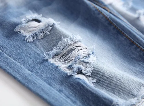 Miniatura 4 de Fredd Marshall - Pantalones de mezclilla ajustados para hombres, son elásticos y de diseño rasgado
