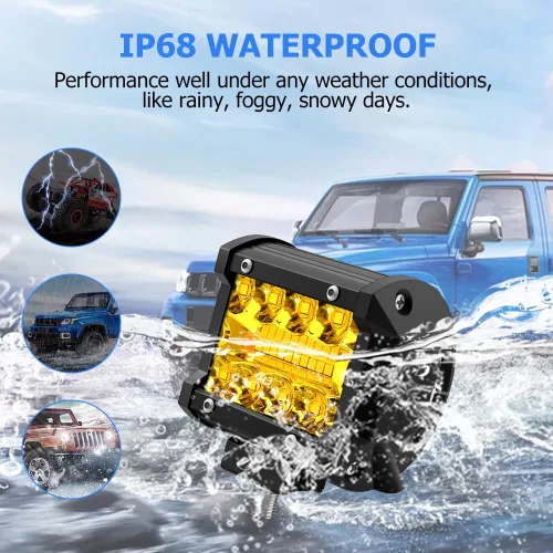 Miniatura 7 de WinPower Cápsulas LED de 4 pulgadas, 120W 1200LM Haz Combinado de Inundación y Foco Barra de Luz Todoterreno Luces de Niebla para Camión Camioneta