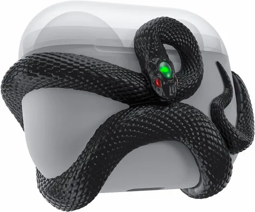 La Funda Decorativa de Serpiente Compatible con AirPods 4ª Generación. Funda 3D Creativa y Estética de Serpiente de HaloMyyth, Cabeza Iluminada con