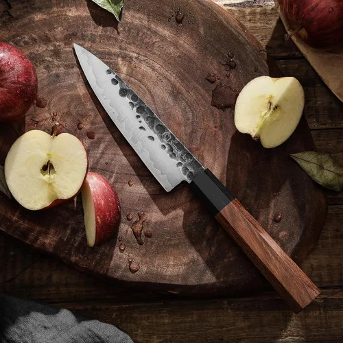 Miniatura 6 de Sunnecko Cuchillo de cocina afilado, cuchillo de pelar de 5.5 pulgadas de acero de carbono para frutas, cuchillo de 3 capas 9CR18MOV, mango