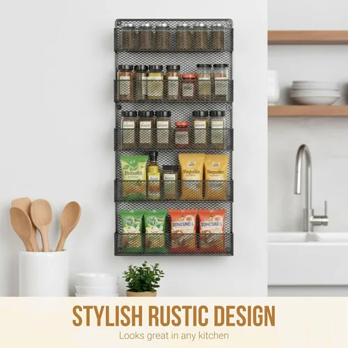 Miniatura 6 de Organizador de estante para especias – Estilo de alambre rústico - Gran espacio de almacenamiento para despensas, armario y cocina - 5 estantes
