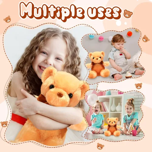 Miniatura 4 de Skylety - 10 piezas de osos de peluche, paquete de animales de peluche suaves con lazo de cinta para regalo, boda, fiesta de despedida de soltera