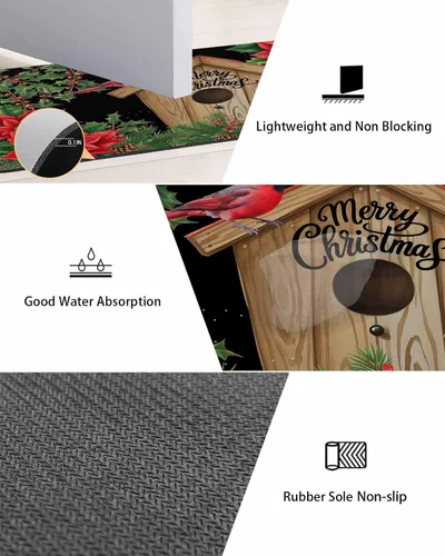 Miniatura 3 de Tapete de baño de Navidad para bañera, antideslizante, de secado rápido y absorbente, tierra de diatomeas, fregadero, dormitorio, cocina, tapete