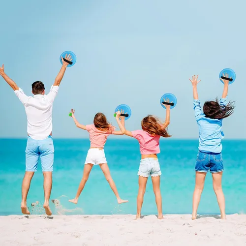 Miniatura 4 de Ayeboovi, Juego de pelotas para lanzar y atrapar con 6 paletas y 3 pelotas, juegos al aire libre para niños, juguetes de playa, piscina, patio
