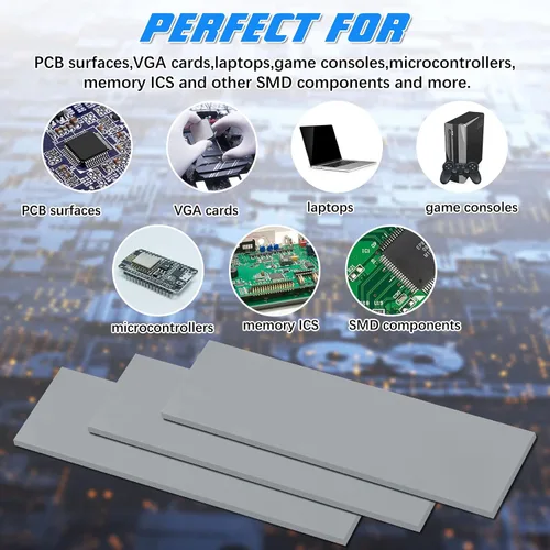 Miniatura 6 de Outus 30 unidades de almohadilla térmica de silicona de 2.6 x 0.8 x 0.1 pulgadas, almohadilla térmica reutilizable para CPU SSD, almohadilla