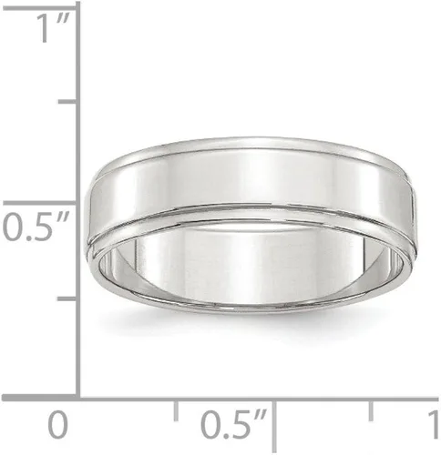 Miniatura 2 de Anillo de boda de plata de ley 925 sólida con borde plano de 0.236in