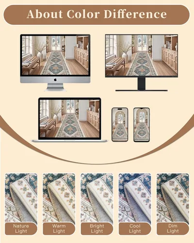 Miniatura 135 de Madane Tapete lavable de 2 x 10 pies para pasillo, cocina, recibidor, clásico, suave, antideslizante para interiores, casa de campo, baño, sala