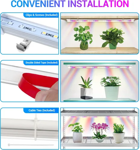 Miniatura 5 de Tiras de luces LED de cultivo para plantas de interior, 3 modos de trabajo y 10 niveles regulables, luces de plantas con temporizador de ciclo