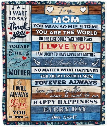 Miniatura 12 de Manta de vellón personalizada con texto en inglés «To My Mom», diseño de girasol de hija e hijo, carta de amor con texto en inglés «You are the