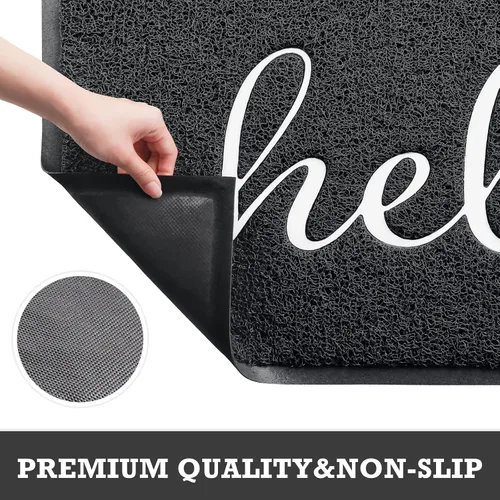 Miniatura 4 de Alfombra de puerta CozyBounty Hello Mats - tapete antideslizante para interiores y exteriores de bajo perfil para entrada, tapete de piso
