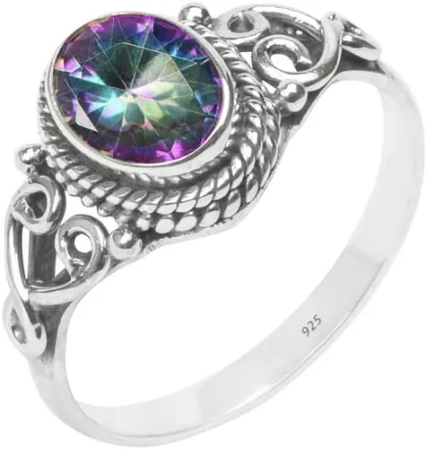 Avicrafts Mystic Topaz Ring 925 Sterling Silver Statement Ring For Women Handmade Gemstone Christmas Jewellery Gift For Her
