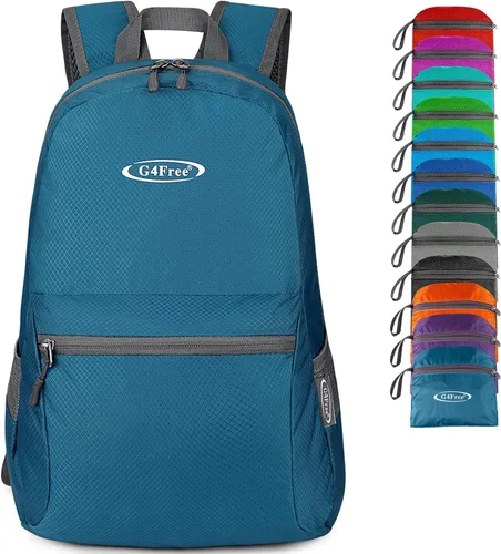 Miniatura 12 de G4Free Mochila ligera plegable de 20L, mochila de senderismo para viajes, mochila de día plegable para hombres y mujeres Naranja