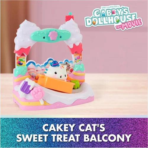 Miniatura 6 de DreamWorks La casa de muñecas de Gabby La Película, Balcón de dulces de Cakey Cat con figura de juguete y accesorios de la casa de muñecas, juguetes