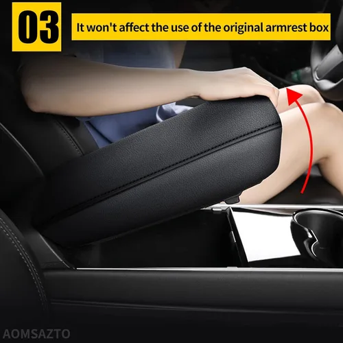 Miniatura 5 de AOMSAZTO Fundas de cuero negro para apoyabrazos de Grand Cherokee 2011-2021 para Jeep Cojín de consola para Grand Cherokee (no para 2022)