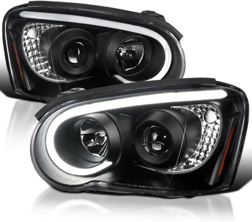 SPEC-D TUNING - Faros delanteros con proyector mate negro con barra de luz LED, compatible con Subaru Impreza RS/WRX/Outback/STI de 2004-2005, juego
