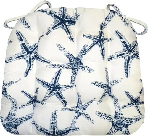 Miniatura 40 de Barnett Home Decor Cojines de Silla de Mimbre para Interiores y Exteriores - Azul Boutique Floral Tamaño Grande para Silla de Patio 19 x 19