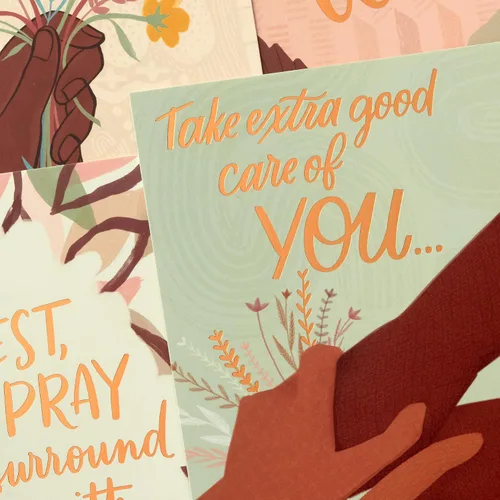 Miniatura 5 de Hallmark Surtido de tarjetas de caoba Thinking of You, Support, Get Well (16 tarjetas con sobres)