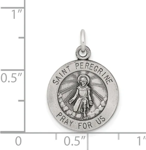 Miniatura 2 de Medalla redonda de plata de ley San Peregrino, Plata esterlina, No es una piedra preciosa
