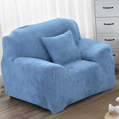 Miniatura 27 de vctops Funda elástica para sofá de 4 plazas de terciopelo de felpa, 1 pieza, con parte inferior elástica, protector de muebles suave y esponjoso