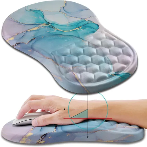Miniatura 12 de Hokafenle Alfombrilla de ratón ergonómica con soporte para muñeca, alfombrilla con reposamuñecas para alivio del dolor del túnel carpiano