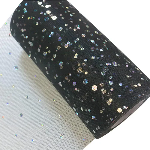 Miniatura 4 de DADAXIE - Rollos de tul con purpurina láser, rollo decorativo de tela de tul de 6 x 50 yardas (150 pies), color brillante para camino de mesa, Negro