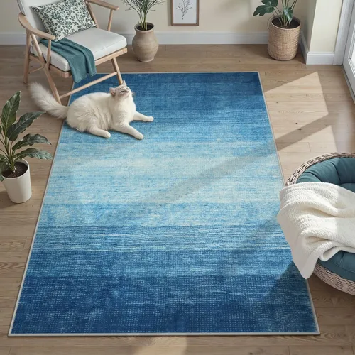 Miniatura 43 de Wonnitar Alfombra rosa lavable de 2 x 6 pies, moderna alfombra de pasillo de baño en degradé, contemporáneo, antideslizante, alfombra degradada