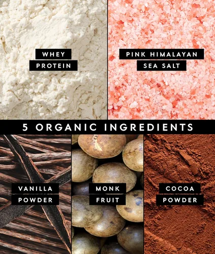 Miniatura 5 de Polvo de proteína de suero orgánico Truvani Chocolate 20g de proteína de suero alimentado con hierba 20 porciones Orgánico certificado USDA