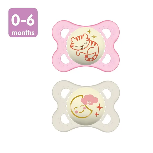Miniatura 3 de MAM Chupetes nocturnos (paquete de 2, 1 estuche esterilizante), chupetes MAM de 0 a 6 meses y chupete mate original para bebé, la forma del pezón