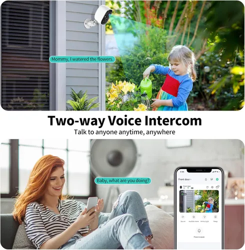 Miniatura 3 de Cámaras de seguridad inalámbricas para exteriores, cámaras inalámbricas WiFi 2K para interiores, cámara externa alimentada por batería