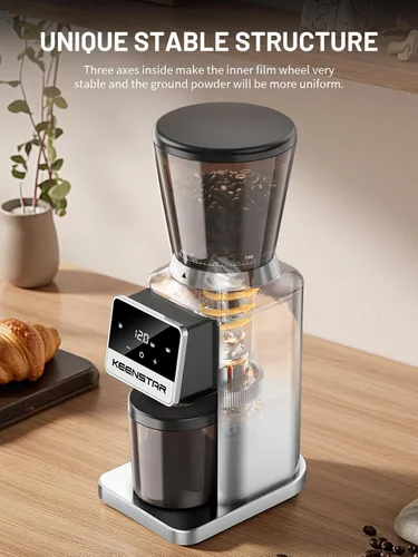 Miniatura 4 de Keenstar Molinillo de café cónico, molinillo de granos de café con 34 ajustes de molienda para uso doméstico, temporizador de precisión, pantalla