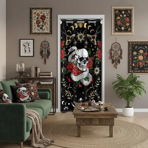 Miniatura 17 de Castle Fairy Cortina con estampado de piel de vaca para jóvenes adultos, diseño abstracto de piel de vaca blanca y granate, cortina opaca