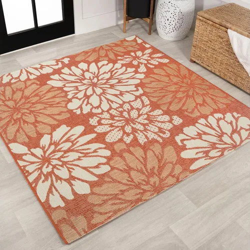 Miniatura 46 de JONATHAN Y Alfombra Corredor de Tejido Texturizado Floral para Interiores y Exteriores 2X8 Marrón/Crema, Zinnia Moderna para Patio Trasero, Patio