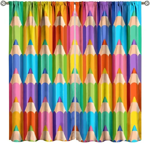 Miniatura 34 de Cortinas opacas abstractas de arco iris, pintura de color arcoíris con gotas, diseño gráfico creativo con bolsillo para barra, para sala de estar