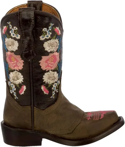Miniatura 2 de Girls Jazmin Brown Toddler Floral Embroidery Cowgirl Boots Snip Toe