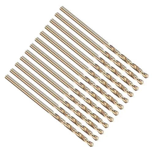 Miniatura 81 de PATIKIL Broca Jobber de 0.039 in, vástago recto M35 cobalto 5% acero de alta velocidad 135° acabado dorado para metal duro de acero inoxidable - 2