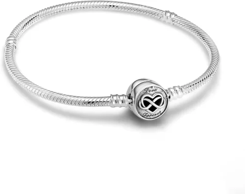 Parmuz Charm Bracelet For Woman 925 Sterling Silver Basic heart clasp Iconic Moments Snake Chain Bracelet Gift for Teen Girls Men Mother Daughter